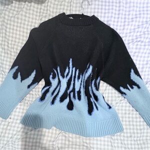 Black and Blue Flame Sweater